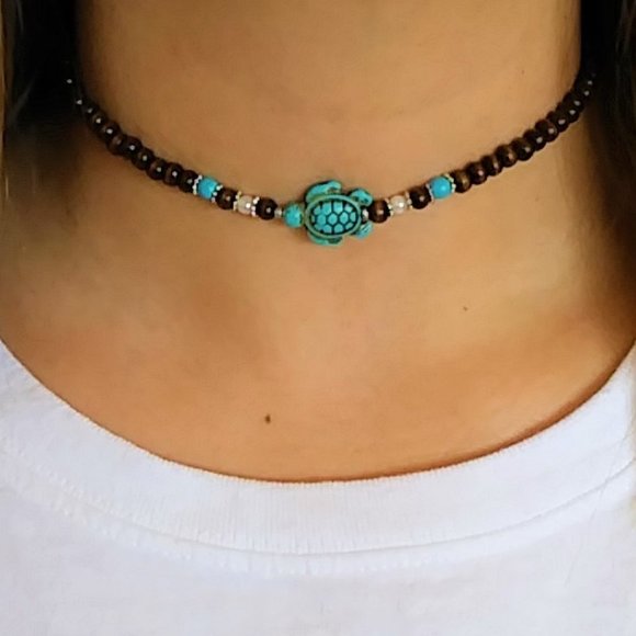 Sherry Moss Jewelry - New Turquoise Sea Turtle Choker Necklace